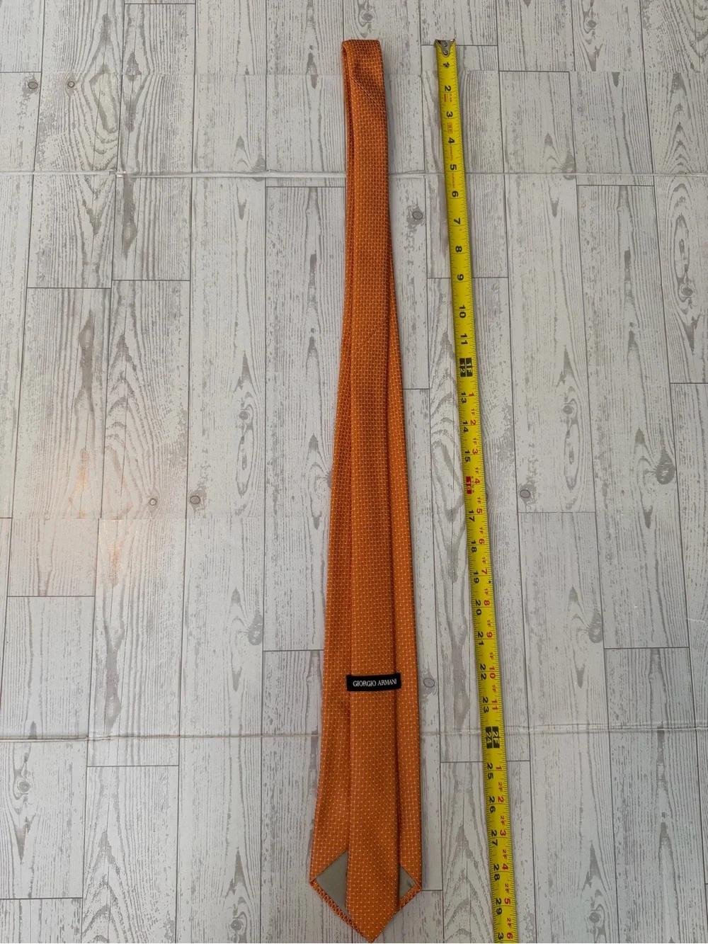Giorgio Armani Silk Geometric Micro-Pattern Tie Orange